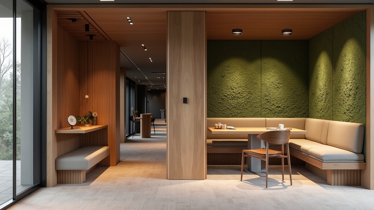 Salle de réunion sur mesure avec cloison vitrée et boiseries acoustiques en noyer