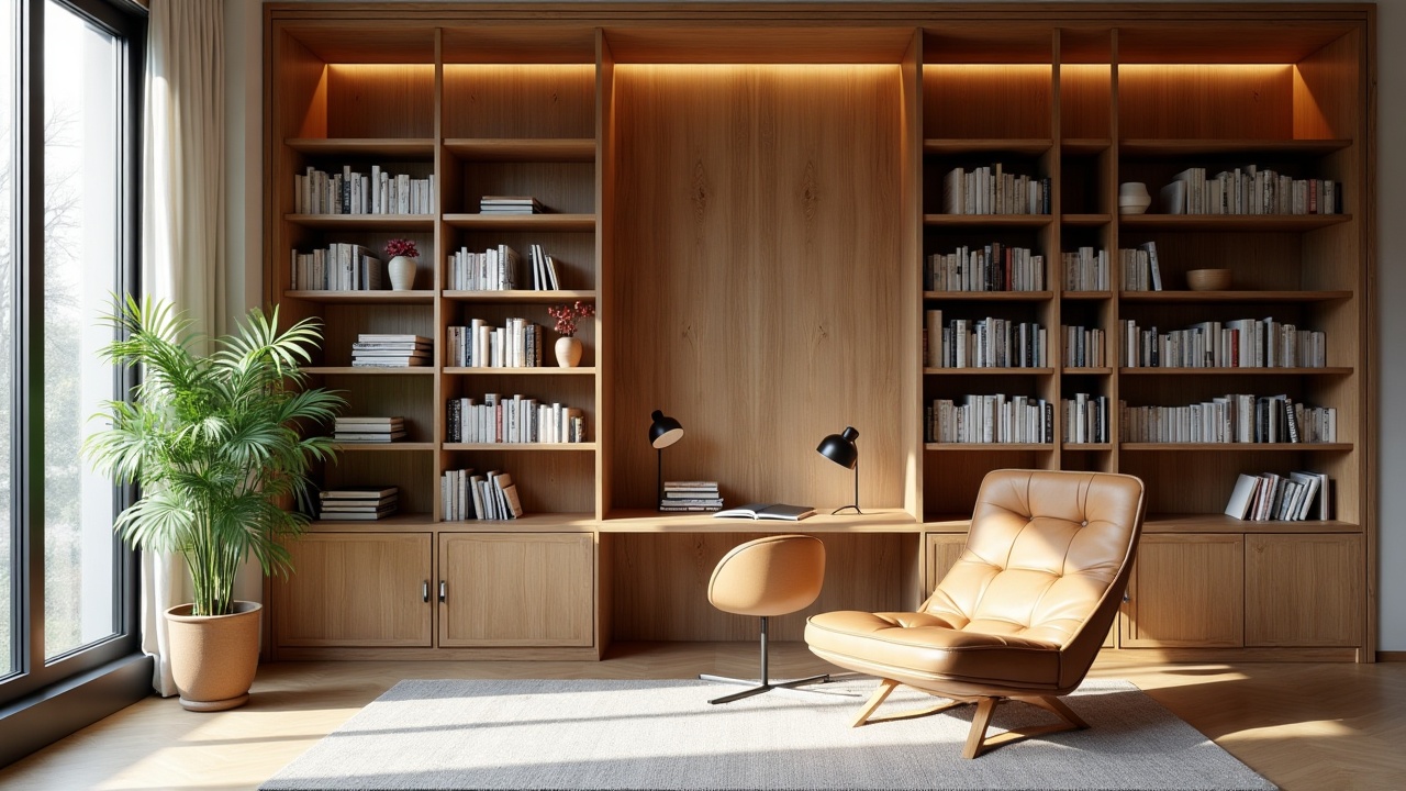 Bibliothèque sur mesure intégrée du sol au plafond avec éclairage intégré et niches rétroéclairées