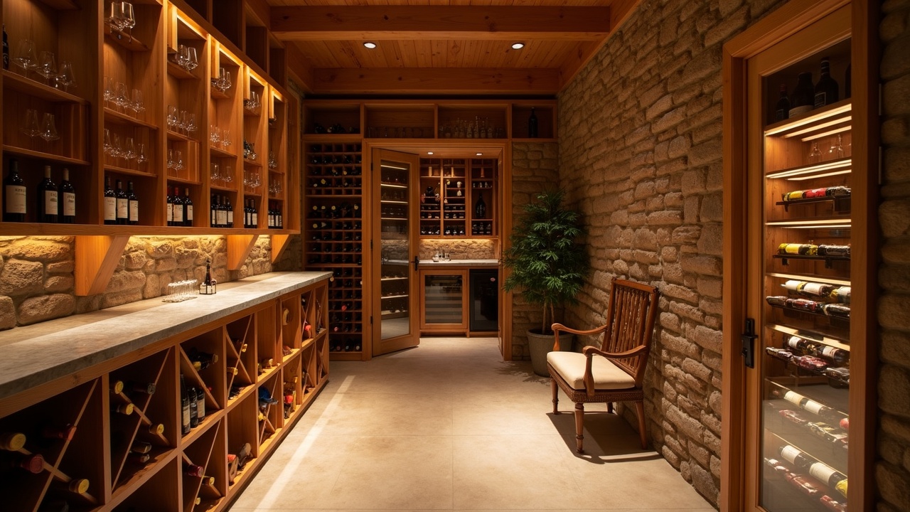 Cave à vin sur mesure en chêne massif avec casiers individuels et éclairage LED encastré