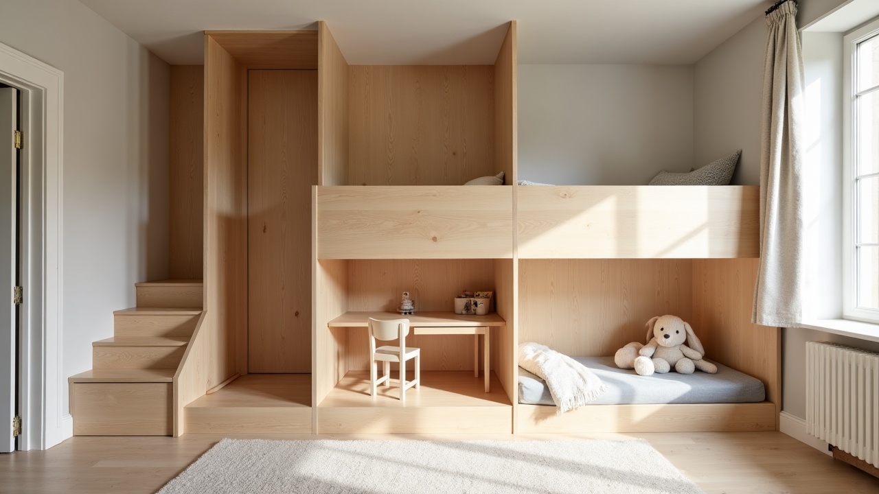 Chambre enfant sur mesure avec mezzanine en chêne massif et bureau intégré