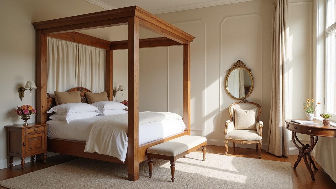 Chambre d'hôtes de luxe avec mobilier sur mesure en chêne massif, tête de lit habillée et éclairage LED indirect