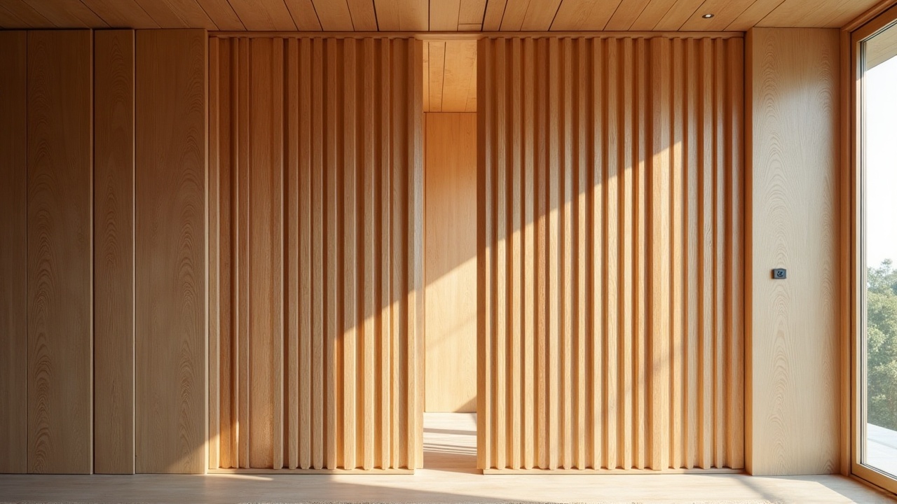 Claustra bois sur mesure en chêne massif dans un salon contemporain — lames verticales, finition huile naturelle