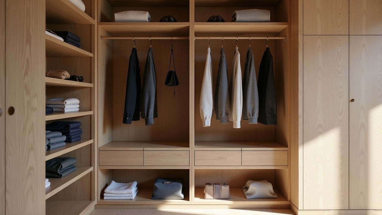 Dressing sur mesure en bois noble avec penderies et tiroirs — réalisation ébénisterie haut de gamme