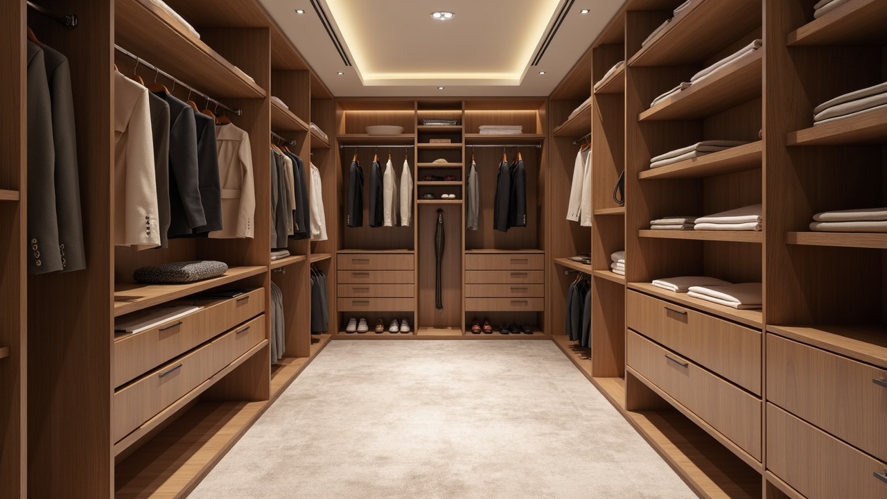 Vue d'ensemble dressing walk-in avec éclairage LED intégré et island central