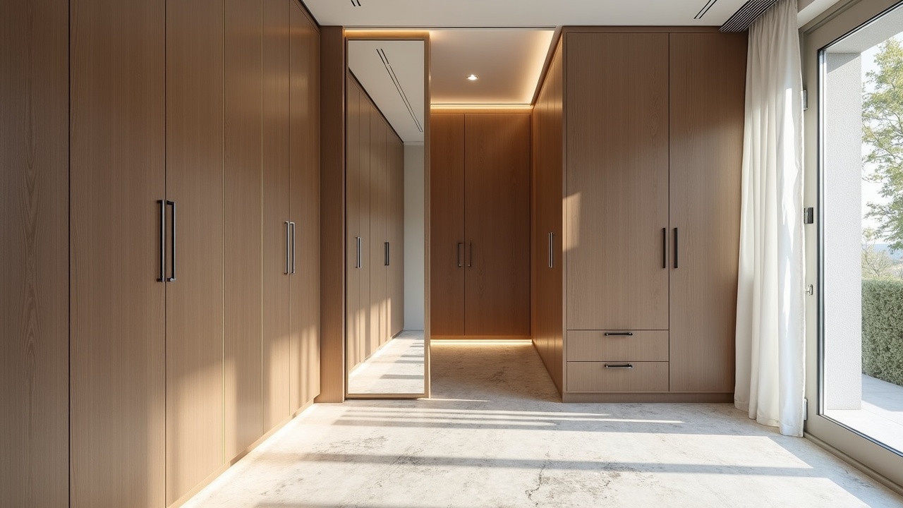 Colonnes de rangement sol-plafond sur mesure avec tiroirs LEGRABOX et penderie dédoublée