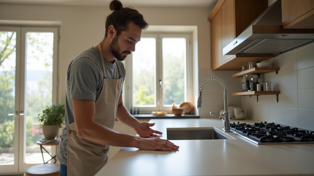 Rendu 3D photoréaliste d'une cuisine sur mesure en chêne fumé et Fenix NTM anthracite