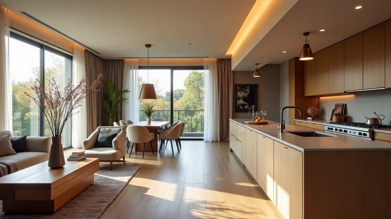 Cuisine sur mesure haut de gamme avec façades en placage chêne et plan de travail en Dekton