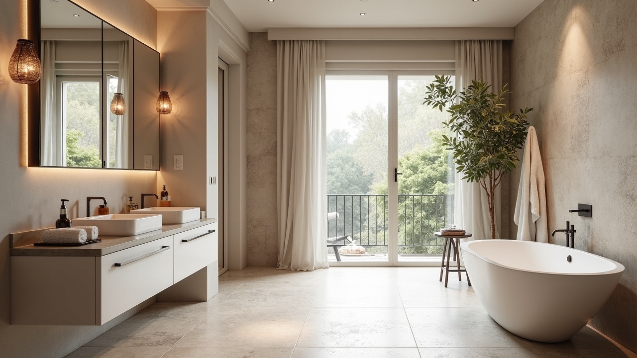 Salle de bain haut de gamme avec double vasque, miroir et éclairage LED intégré