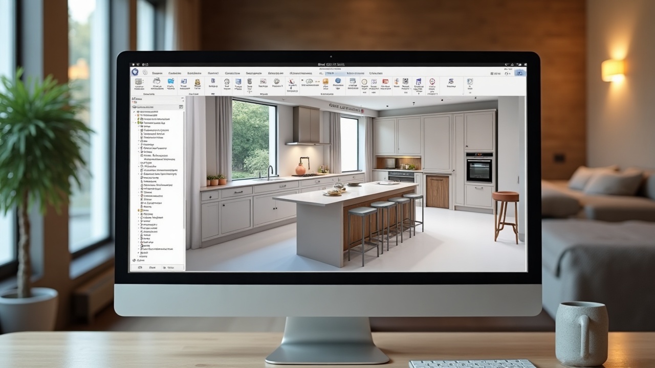 Cuisine sur mesure haut de gamme avec plan de travail en Dekton et façades en chêne fumé