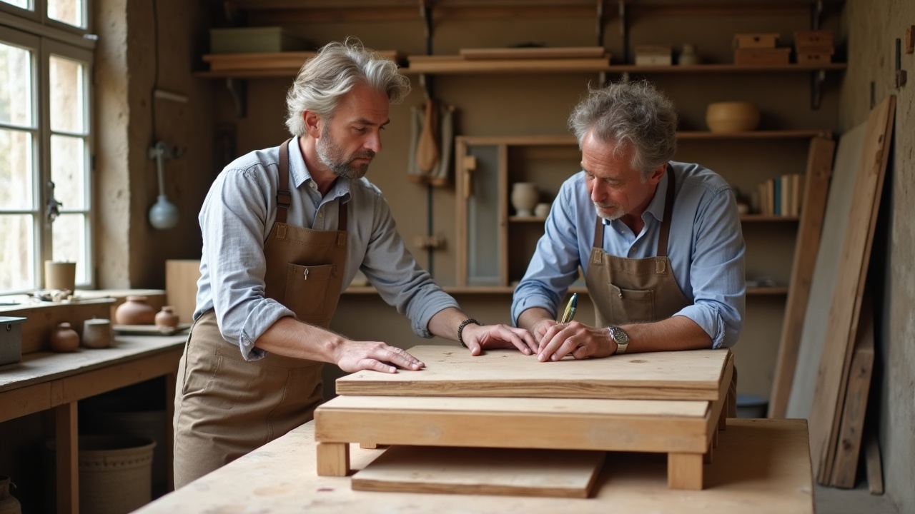 Détail d'assemblage tenon-mortaise en chêne massif — ébénisterie haut de gamme