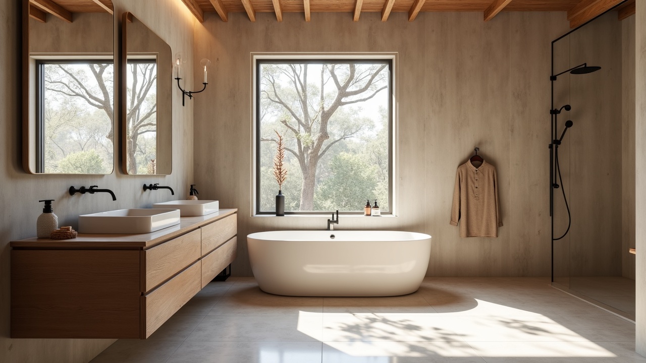 Salle de bain italienne haut de gamme avec niche encastrée carrelée dans paroi de douche et colonne de rangement sur mesure en chêne fumé