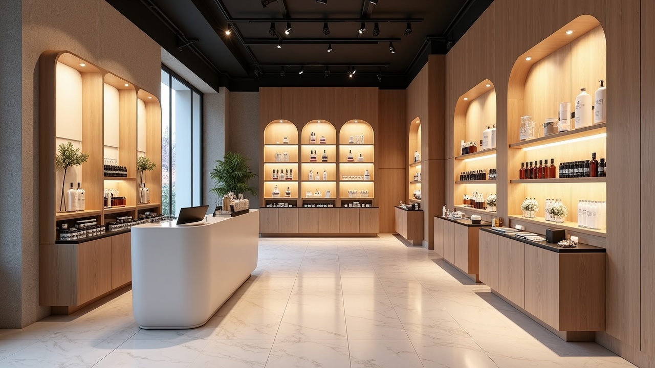 Détail quincaillerie : coulisse Blum LEGRABOX pure sur tiroir de poste de coiffage, poignée laiton brossé sur façade laquée mate