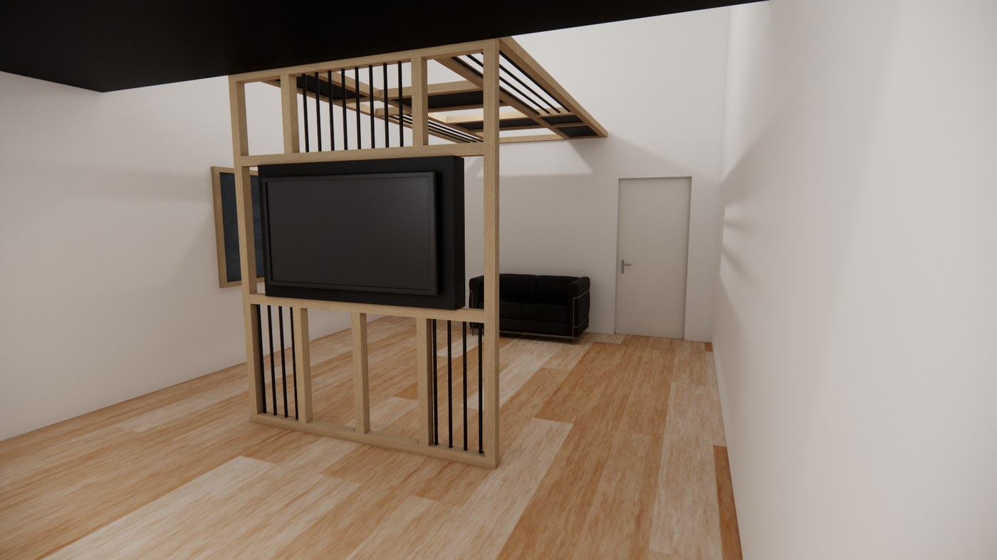 Pergola intérieure Glisy — rendu 3D vue 1